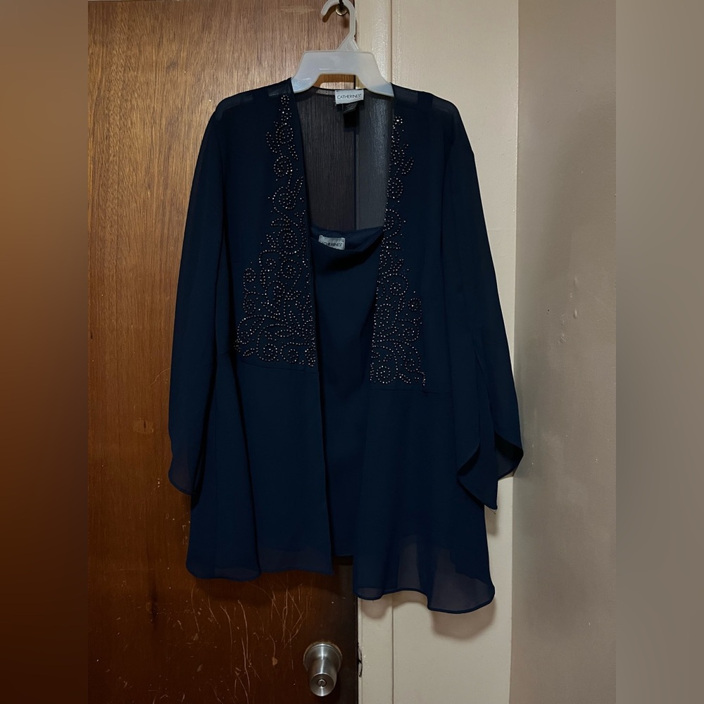 Catherines Blue Pantsuit with Flowing Silhouette